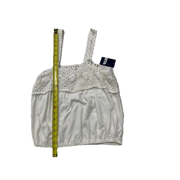 NWT Lucky Brand Women’s Medium White Tank Top with Crochet Detail Coquette - Picture 3 of 6